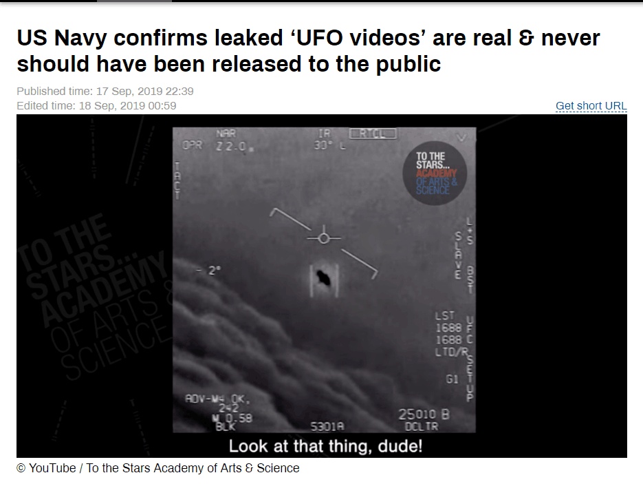 美军首次承认遭遇UFO，是证据确凿还是又一波炒作?
